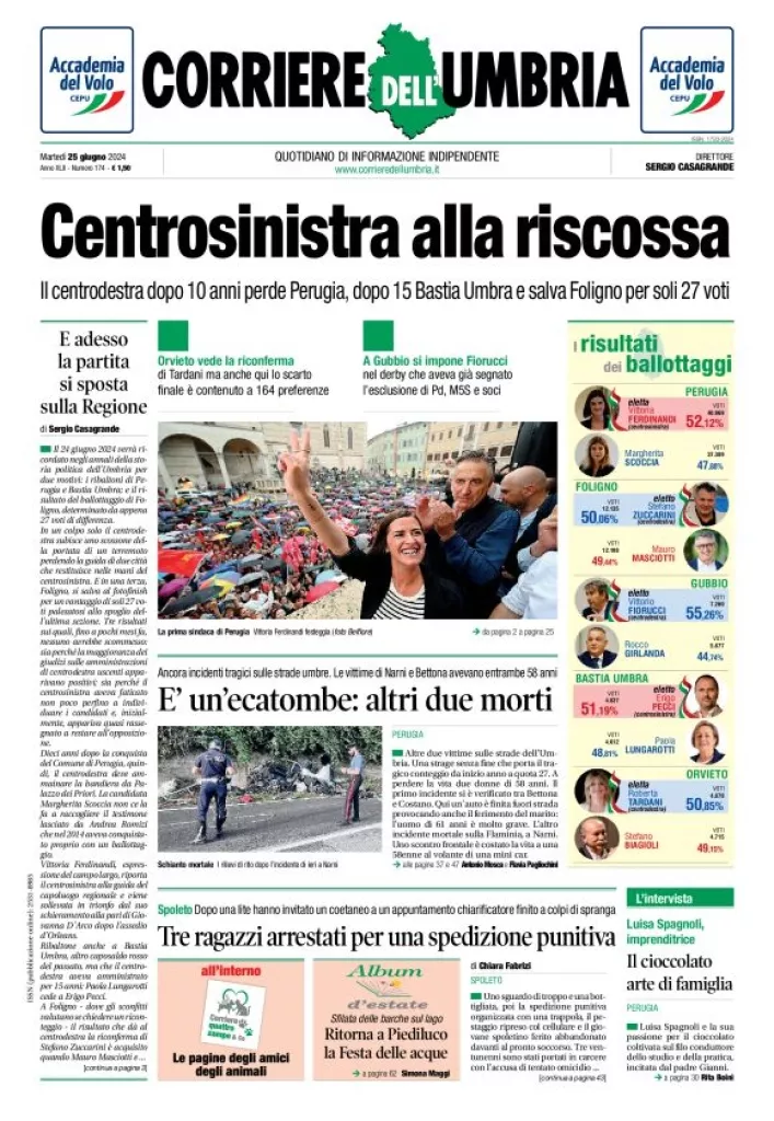 Prima-pagina-corriere umbria-del-2024-06-25